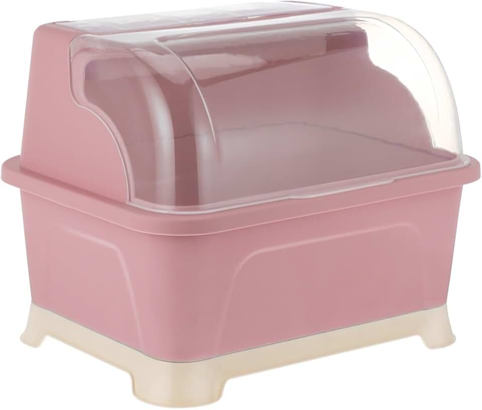 GYLXW Dish Drying Rack Nursing Bottle Storage Box Kitchen Drainer with Lid Cover Countertop Utensil Cutlery Cup(E)