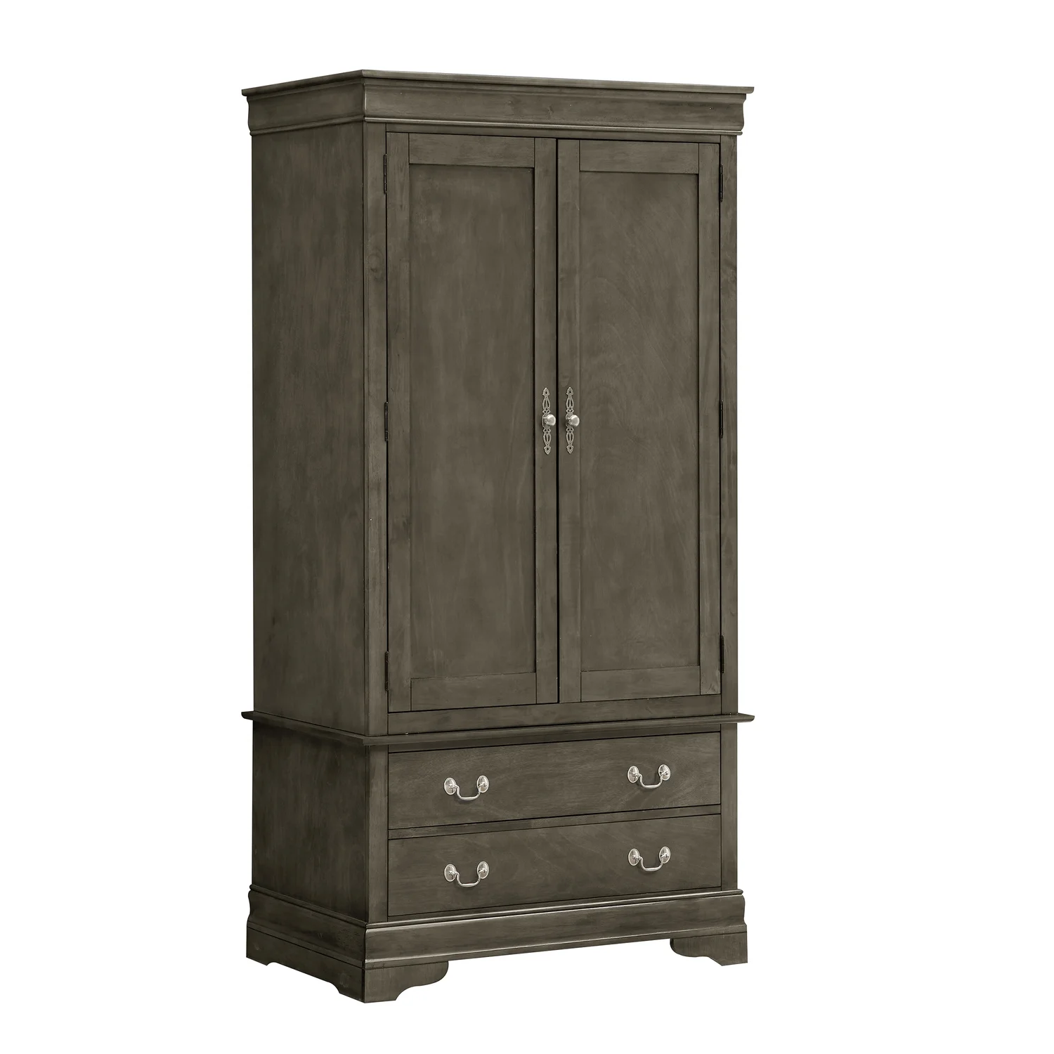 Passion Furniture  Louis Phillipe Armoire, Gray