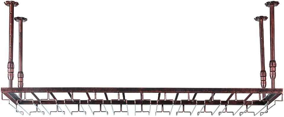 Ceiling Goblet Holder, Stemware Rack, Vintage Metal Wine Rack Ceiling Mounted Hanging Wine Bottle Holder, Wine Rack for Kitchen Bar Pub Restaurants (Size : 80×30cm(32×12inch))