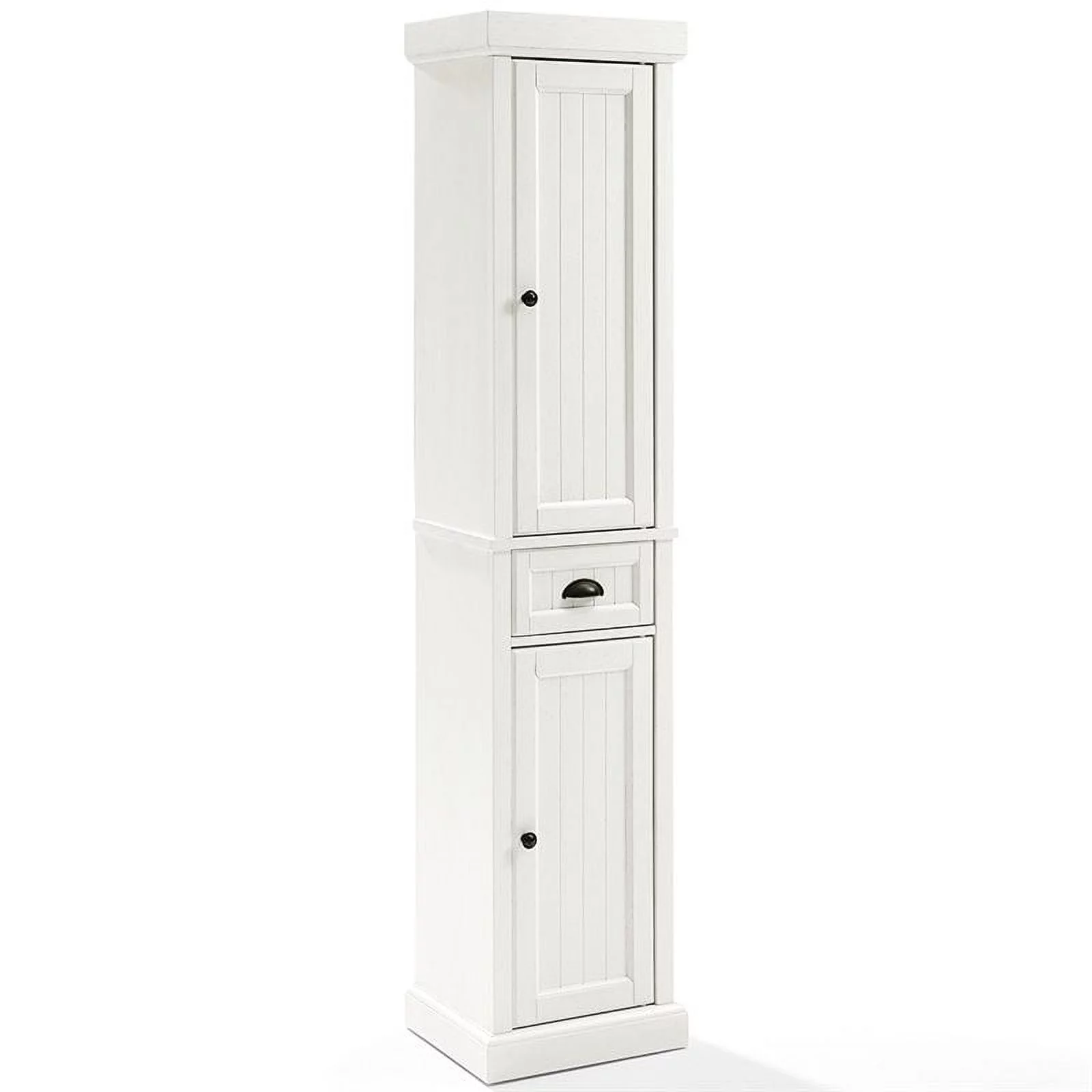 Pemberly Row 2 Drawer Linen Cabinet in Distressed White