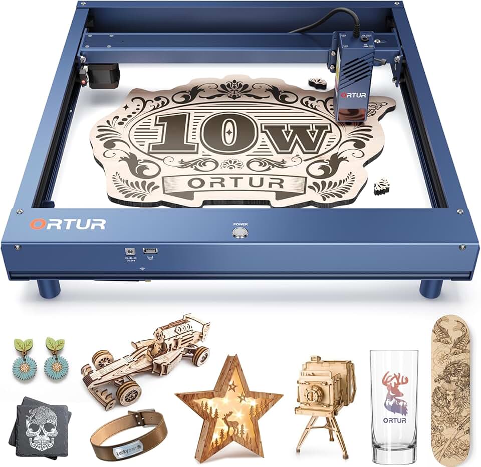 ORTUR H10 10W Laser Engraver, Laser Engraving Machine, Laser Engraver and Cutter Machine for Wood Metal Leather Acrylic Glass, Grabadora Láser for DIY, home decor, small business, Laser Class 1