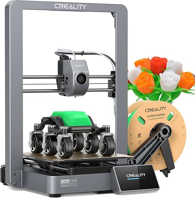 Creality Ender 3 V3 3D Printer,CoreXZ 600mm/s High Printing Speed,Integrated Die-Casting,Clog-Free Direct Extrusion,Tri-Metal Nozzle,Auto Calibration,Open Source,Remote Control&Monitor 220x220x250mm