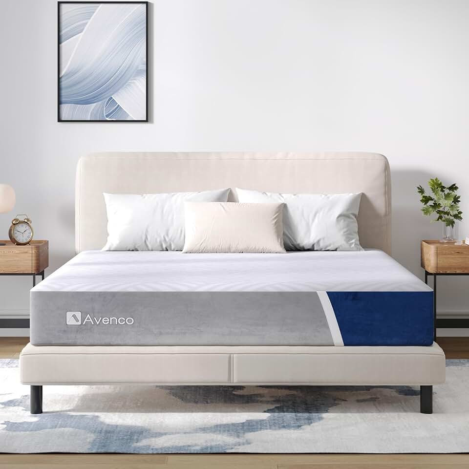 Avenco Queen Size Mattress, 10 inch Queen Mattress with Gel Memory Foam, Medium Firm, Mattress in a Box, Pressure Relief & Motion Isolation, CertiPUR-US Certified
