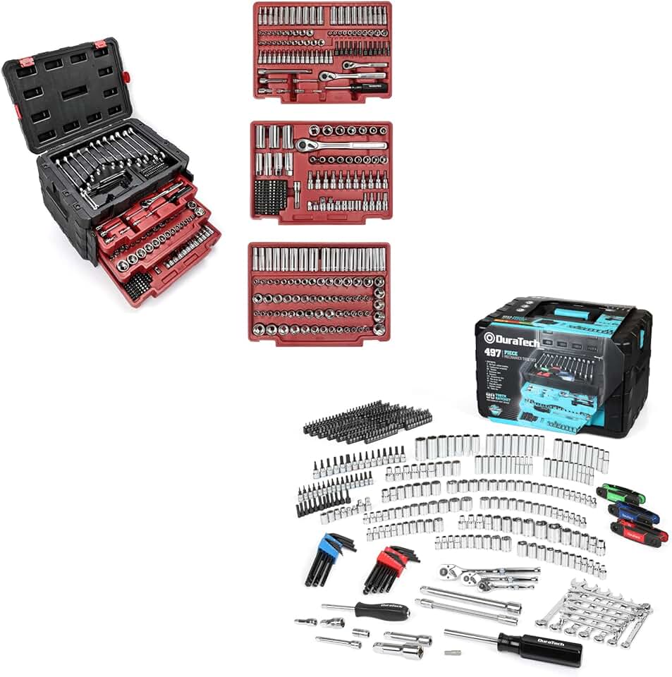 WORKPRO 450-Piece Mechanics Tool Set+DURATECH 497-Piece Mechanics Tool Set