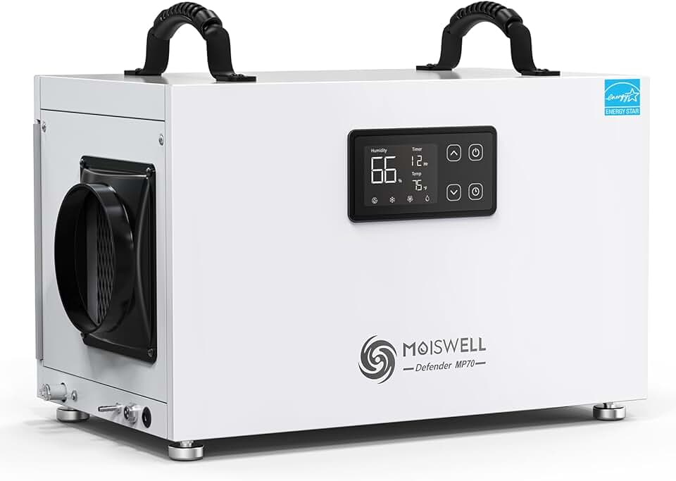 145 Pints Commercial Dehumidifier with Pump, Crawlspace Dehumidifiers with Drain Hose for Compact Tight Basements Large Spaces