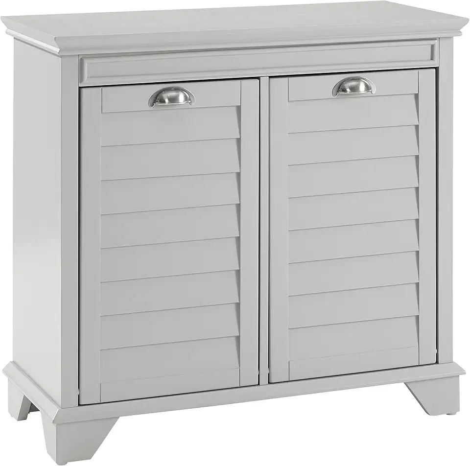 Crosley Furniture CF7003-GY Lydia Two-Compartment Tilt-Out Linen Hamper, Gray