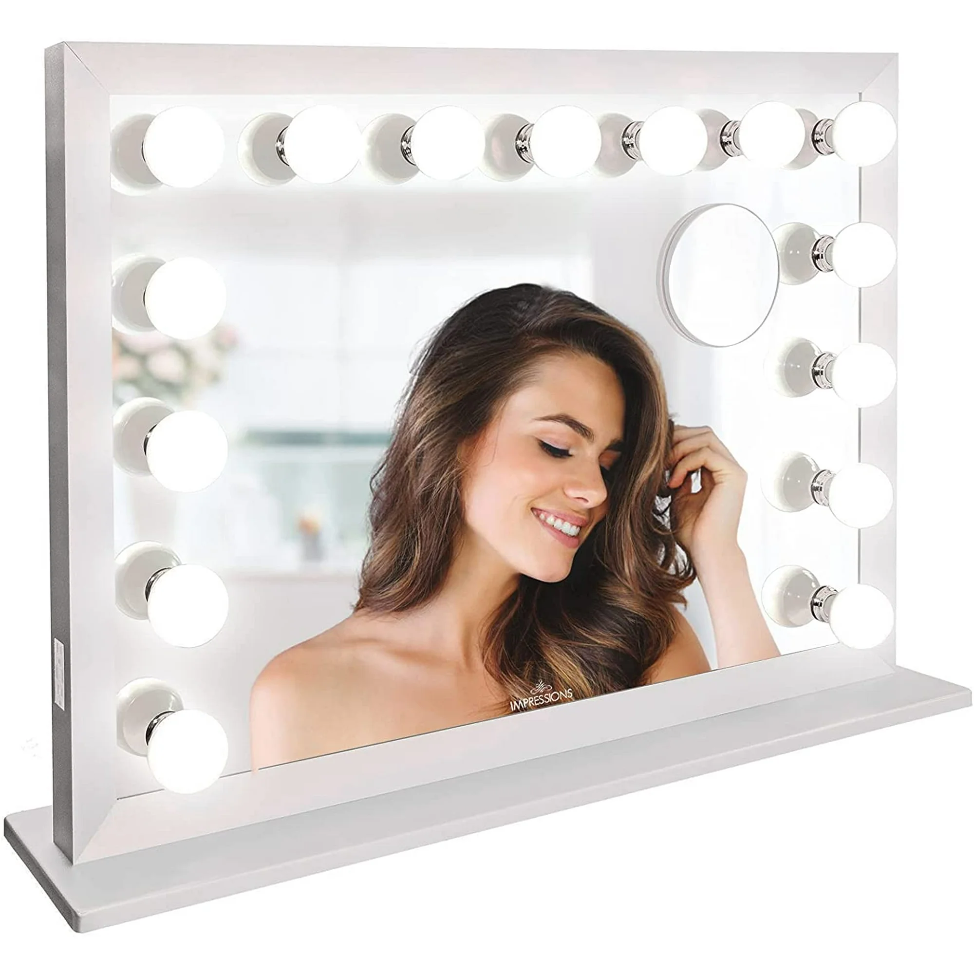 Impressions Vanity Starlight Pro LED Magnifying Makeup Mirror, Wall Mounted with Standing Base (White)