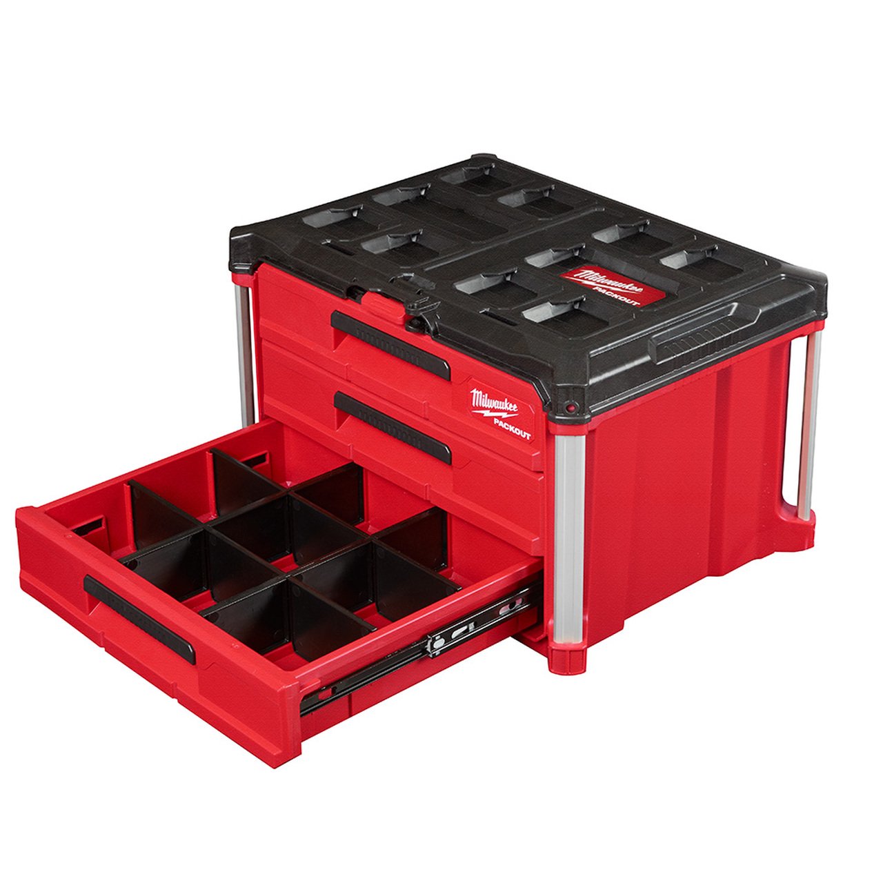 Pack of 1, Milwaukee 48-22-8443 Packout 3-Drawer Tool Box