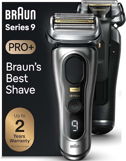 Braun Series 9 9517s PRO+ Electric Razor for Men, 5 Pro Shave Elements & Precision Long Hair ProTrimmer, Charging Stand, Braun’s Best for Smooth Skin, Wet & Dry Electric Razor with 60min Runtime