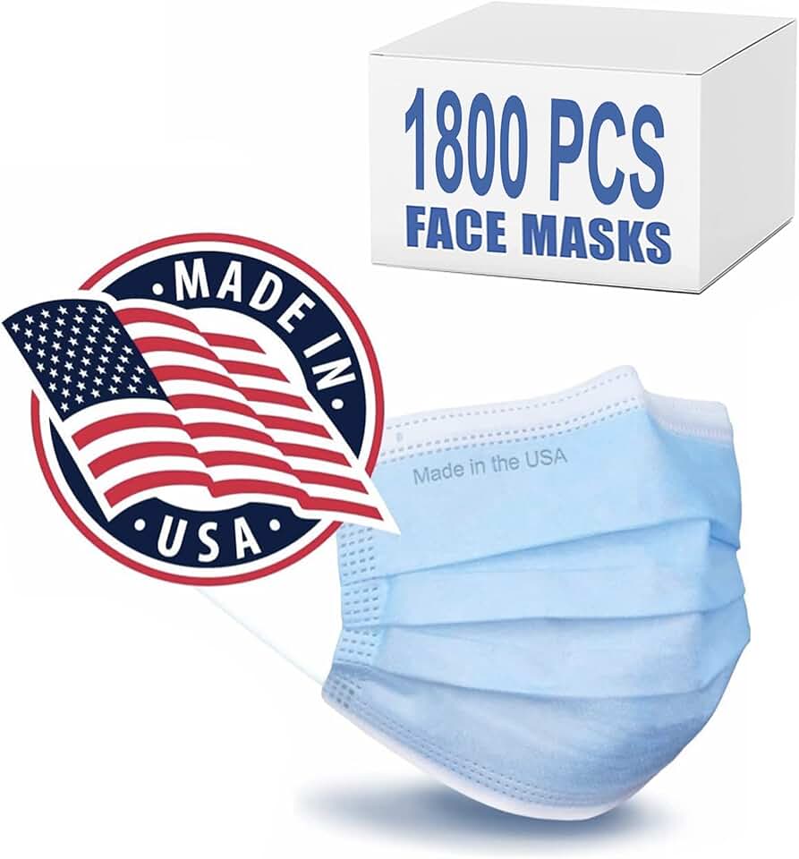 Brightt Made In USA ASTM Level 3 Face Mask 4ply Disposable Masks Facial Cover Elastic Ear Loops For Adults Box of 50