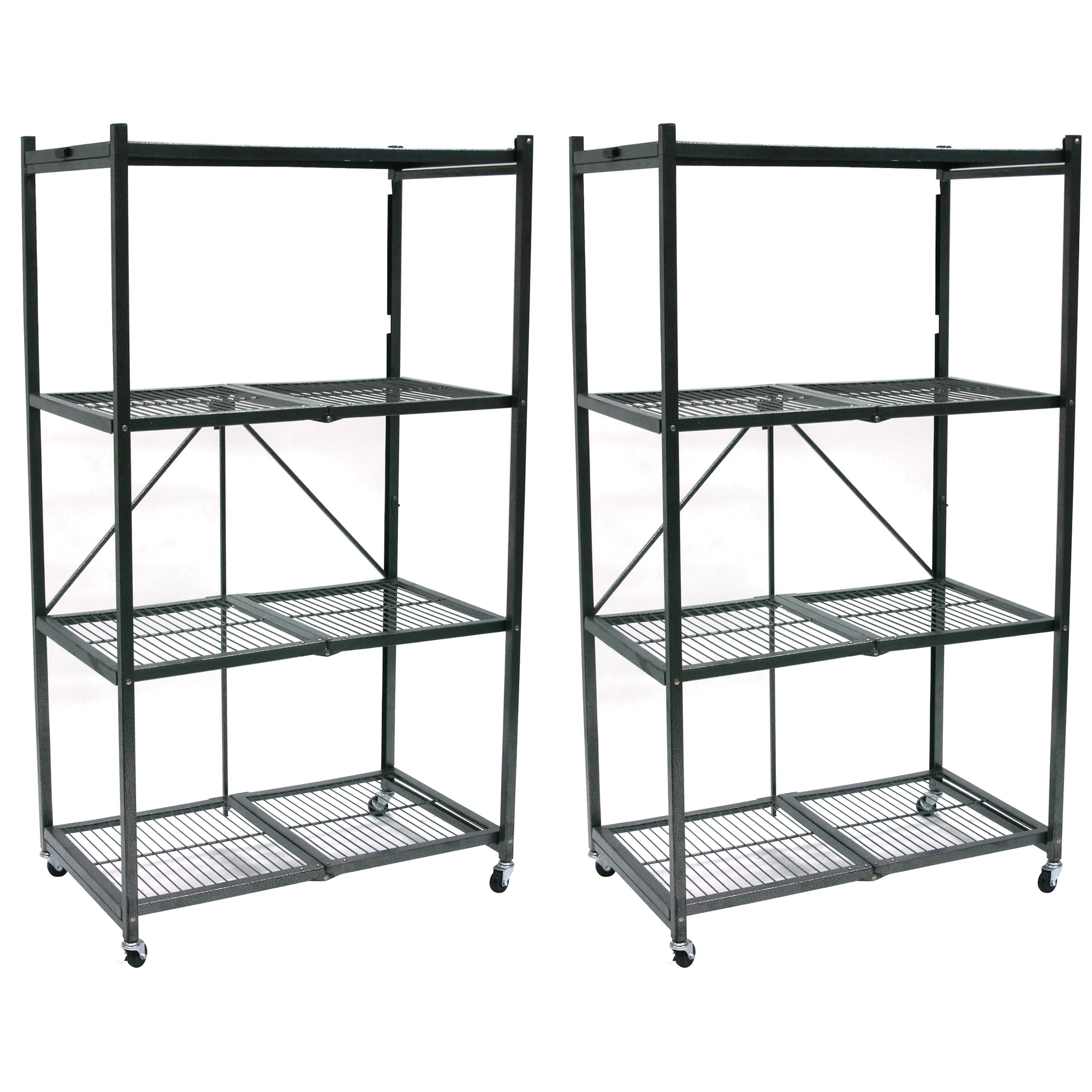 Origami 4 Tier Multipurpose Folding Storage Rack with Wheels, (2 Pack)