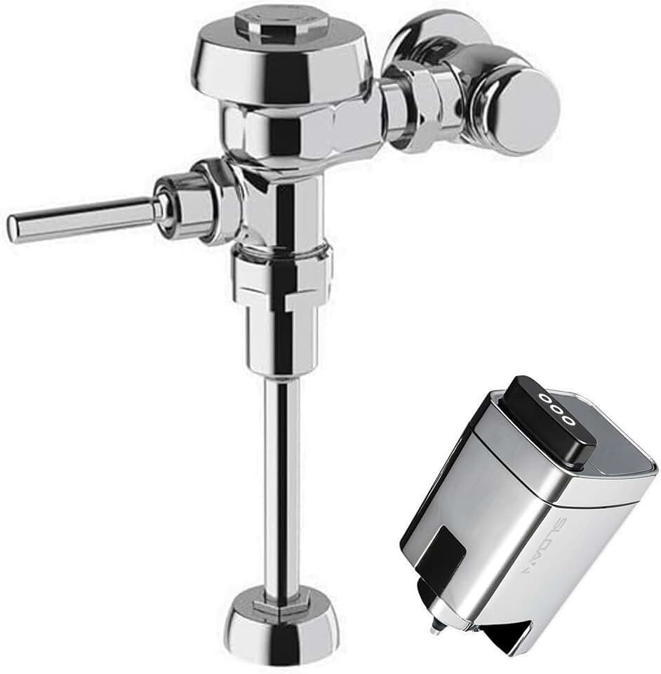 Sloan Royal 186 Urinal Flushometer, 3912697 & Sloan EBV-500-A Retrofit, 3325500 Bundle - Fixture Connection Top Spud, 0.5 GPF Manual Flush Valve, Exposed Side Mount Sensor, 72 Hour Sentinel Flush