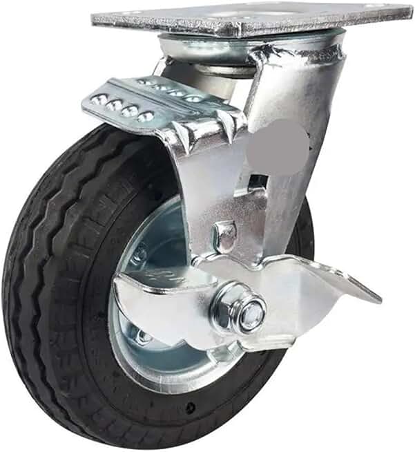Caster Heavy 6-inch Inflatable Directional Wheel Rubber Air Cart 1Pcs(6-inch-A-braked)