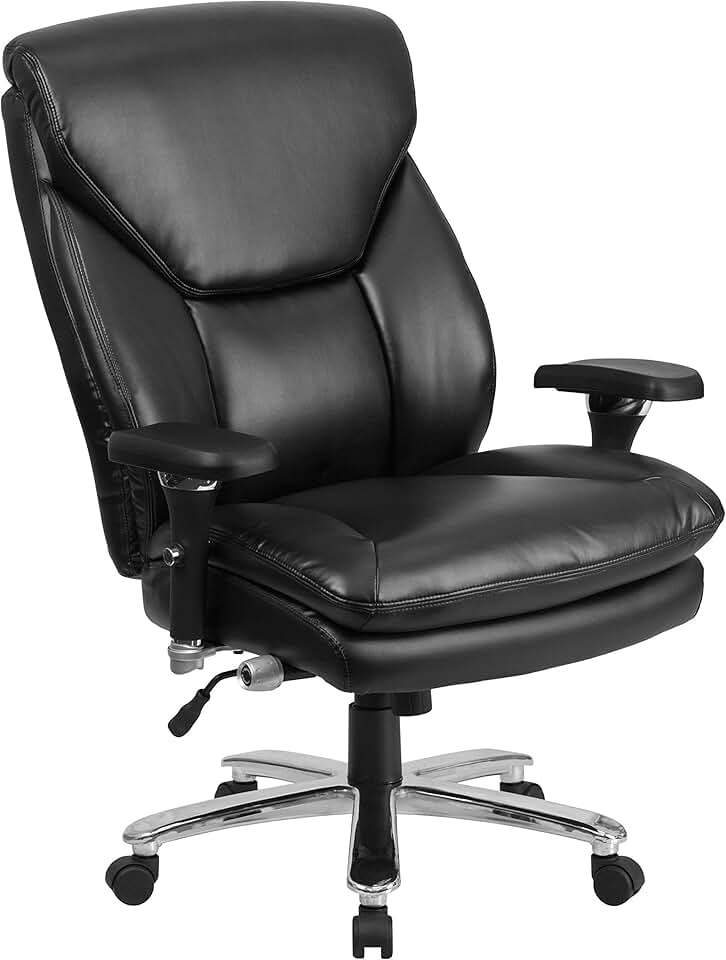 Flash Furniture HERCULES Series 24/7 Intensive Use Big & Tall 400 lb. Rated Black LeatherSoft Ergonomic Office Chair with Lumbar Knob
