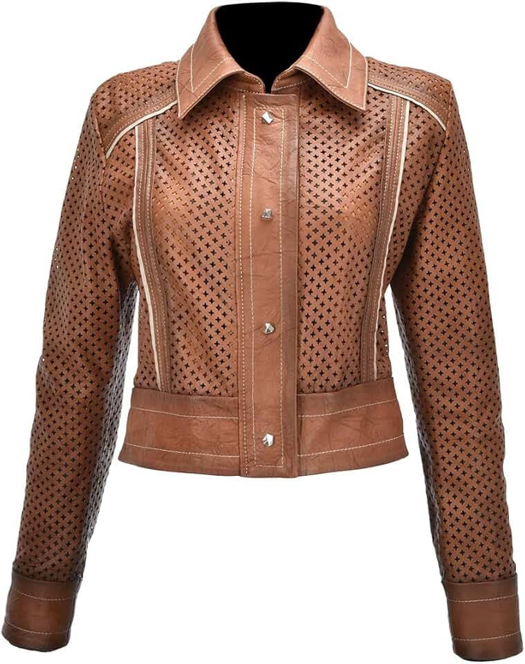 Cuadra Women's Jacket in Genuine Ovine Leather Honey Color, M335BOB