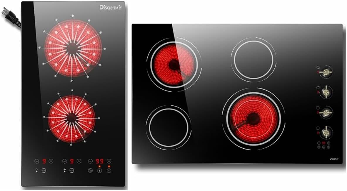 2 Burner Electric Cooktop and 4 Burner Electric Cooktop