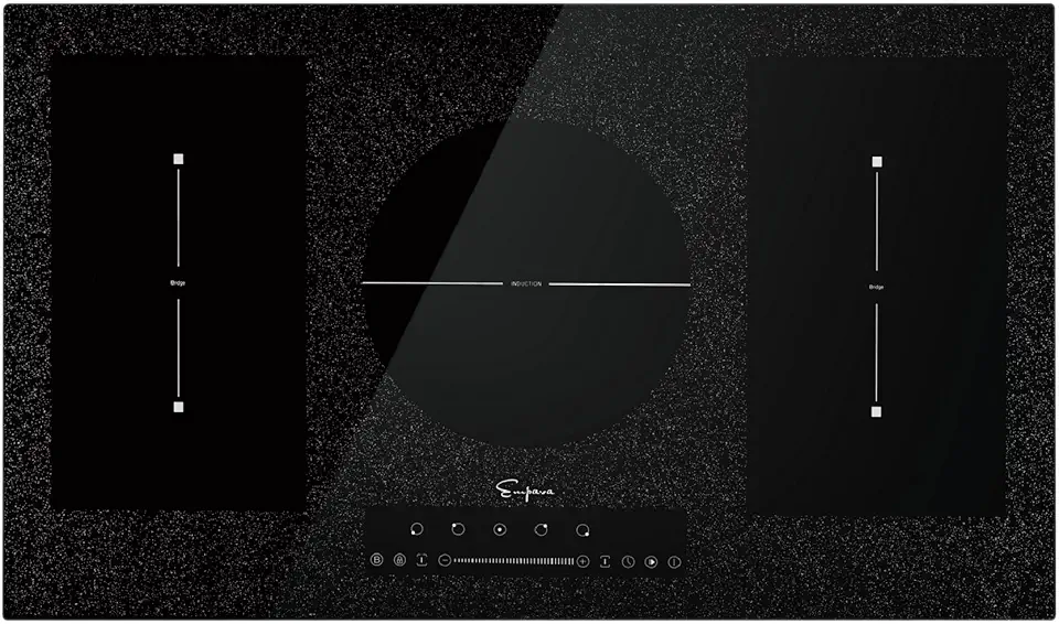 Empava 36 Inch Electric Stove Induction Cooktop with 5 Booster Burners Including 2 Flexi Bridge Element Smooth Surface in Black