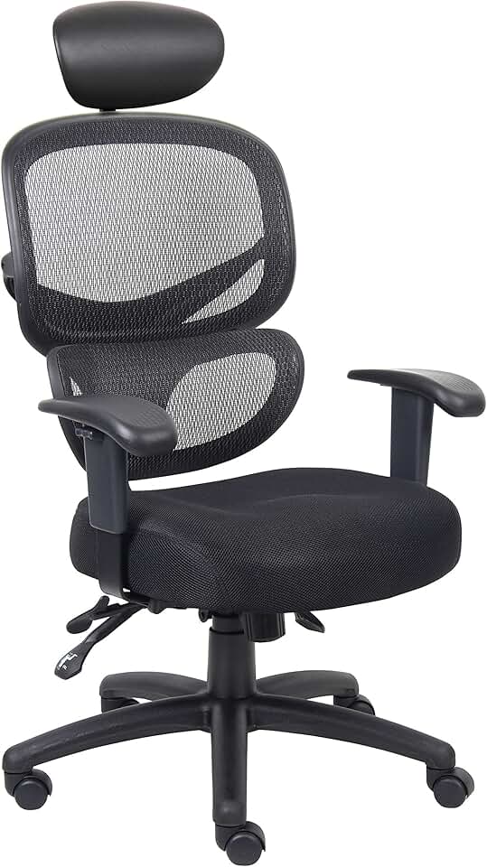 Boss Office Products Multi-Function Task Chair with Headrest in Black