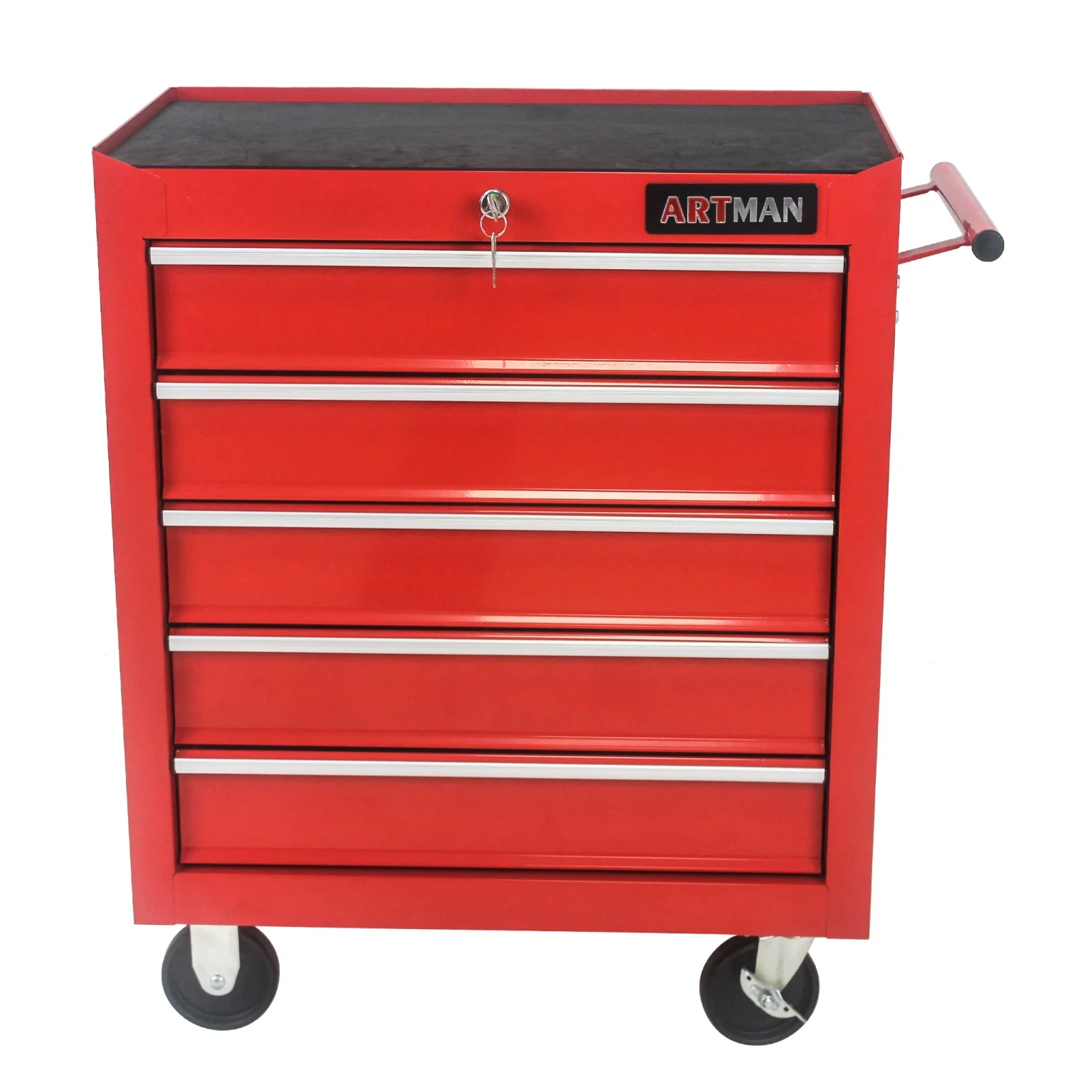 Imerelez Rolling Tool Chest with 5-Drawer Tool Box - Multi-functional Tool Cart Cabinet with Wheels for Garage, Warehouse, Workshop, Repair Shop, Red