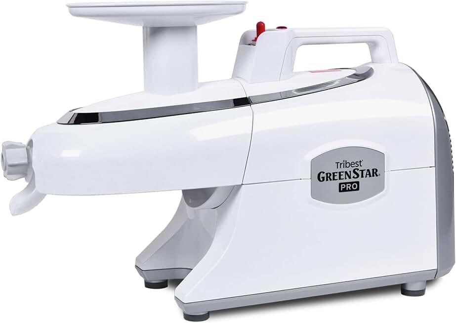 Tribest Greenstar GS-P501-B Pro Jumbo Slow Masticating Juicer, Twin Gear Cold Press Juicer & Juice Extractor, White