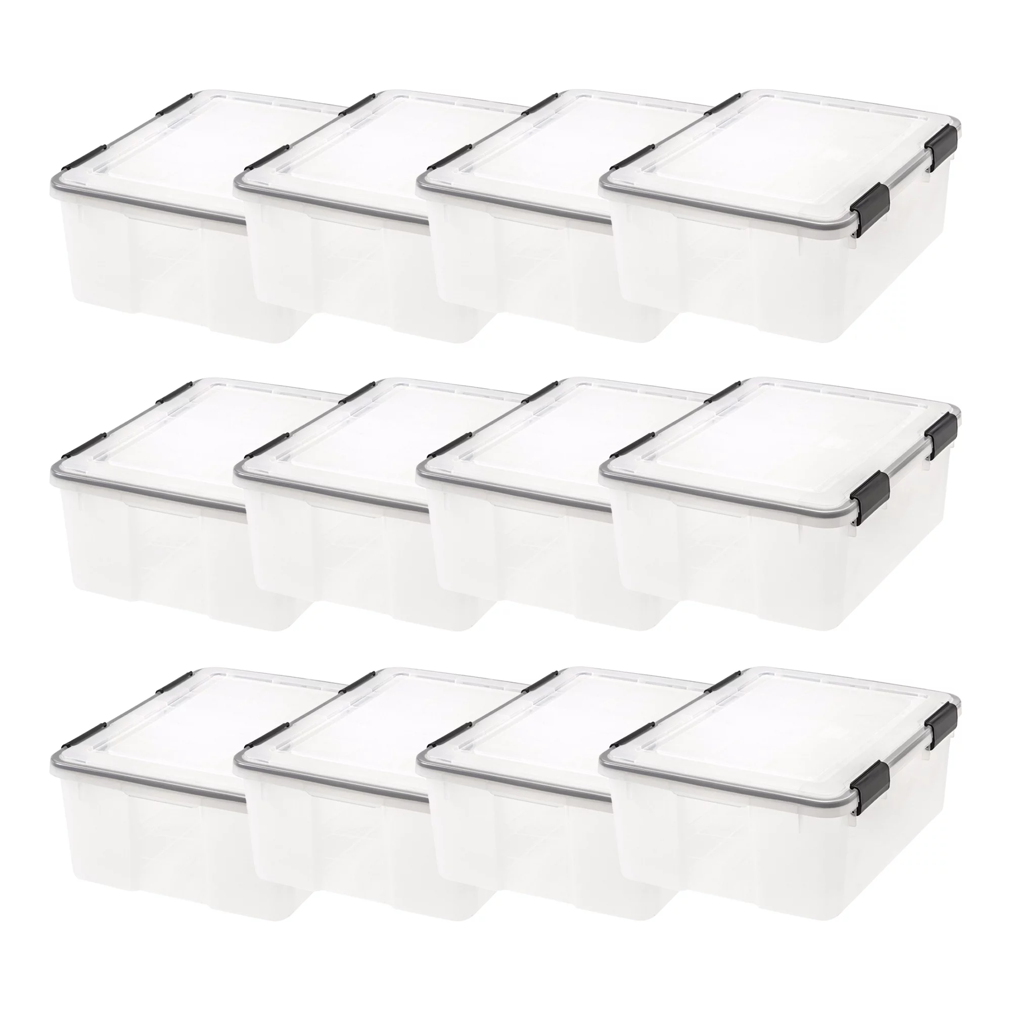 IRIS USA 30.6qt Plastic Weathertight Plastic Storage Container (12 Pack)