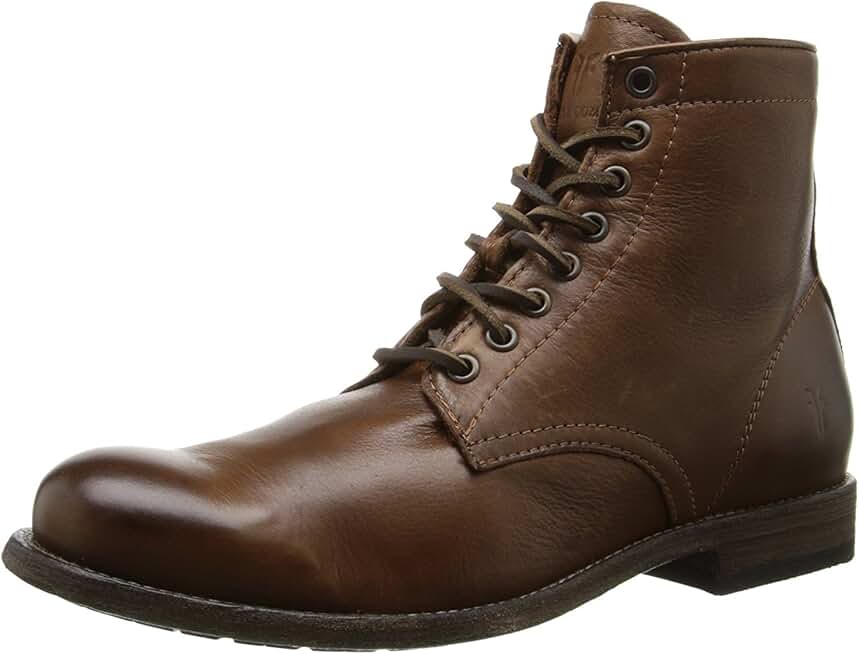Frye Tyler Lace Up Boots for Men Crafted from Soft Vintage Leather with Blake Construction, Burnished Toe and Heel, and Rubber Inserts on Leather Soles – 5 ¾” Shaft Height