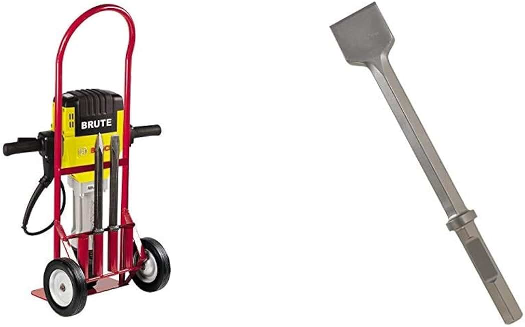 BOSCH BH2760VCB 120-Volt 1-1/8 Brute Breaker Hammer with Basic Cart, Blue and BOSCH HS2164 20 In. 3 In. Chisel 1-1/8 In. Hex Hammer Steel, Gray