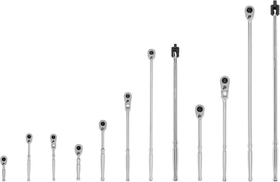 TEKTON 1/4, 3/8, 1/2 Inch Drive Quick-Release Ratchet & Breaker Bar Set (12-Piece) | SDR99002