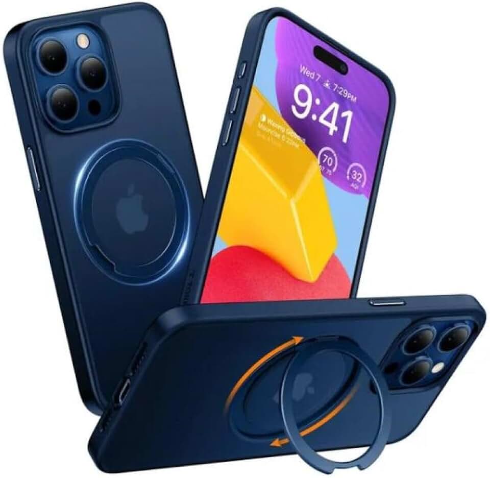 360°Rotatable Magnetic Ring for iPhone 15 Pro Max Case with Stand and Ring Holder Case,for iPhone 15 Pro,Blue