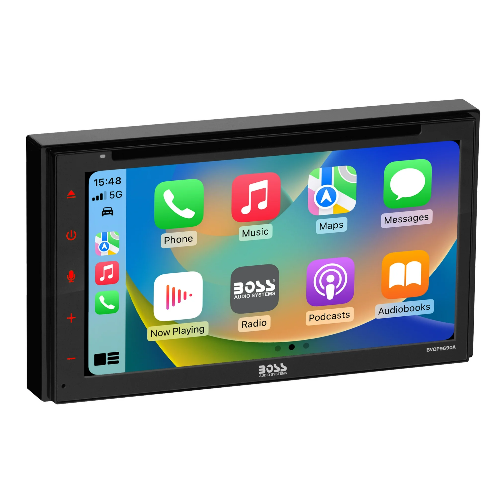BOSS Audio Systems BCPA9690RC Car Stereo - Apple CarPlay, Android Auto, Double-Din, 6.75 Inch Touchscreen, Bluetooth, CD DVD Player, AM/FM Radio Receiver, Backup Camera, Wireless Remote Control