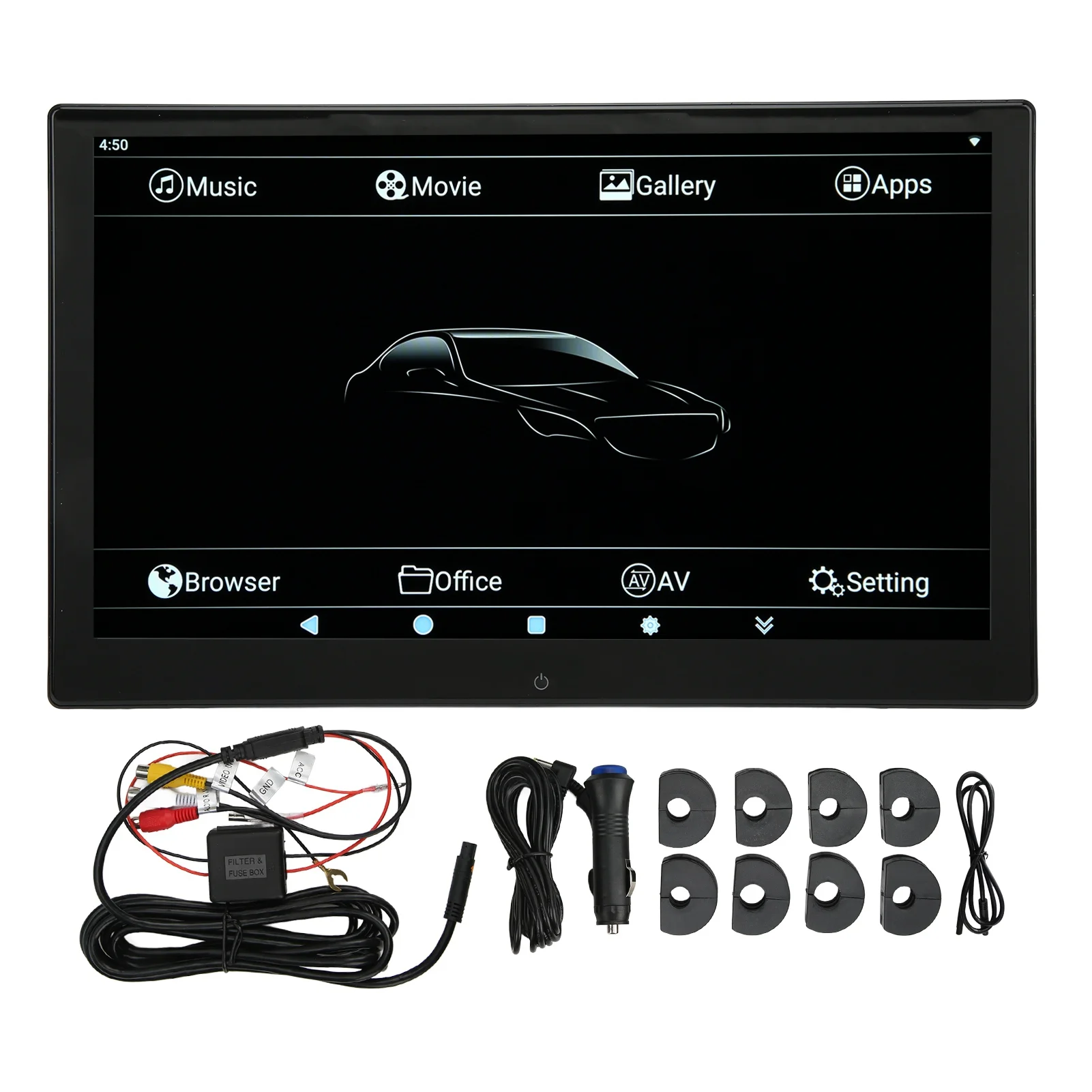 13.3in Car Headrest Monitor 4K 1080P Touch Screen 2+16G Back Seat Pillow Multimedia Player for Android 10.0
