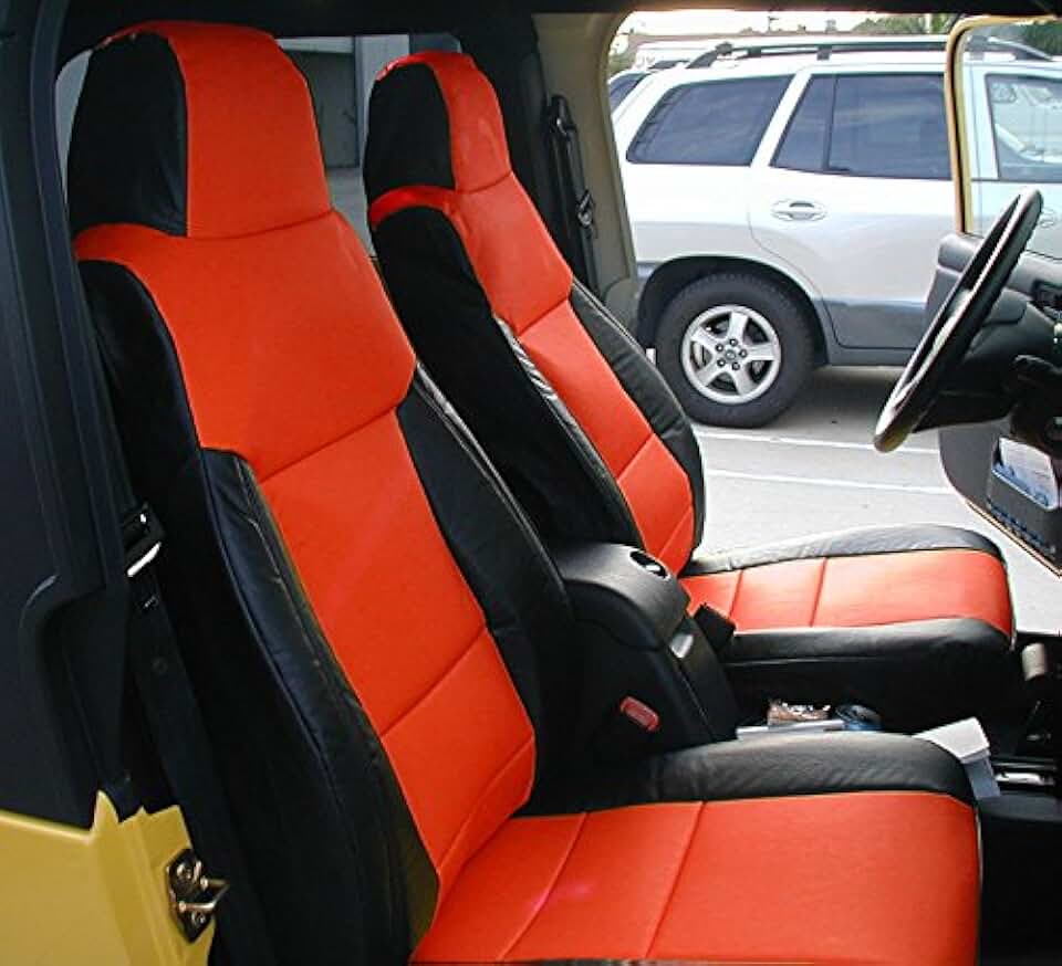 Iggee Black/RED Artificial Leather Custom Made Original fit Front and Rear seat Cover for Jeep Wrangler 2003-2006