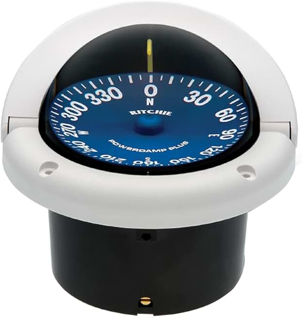 Ritchie Navigation SS-1002W Supersport Flush Mount Compass, White with Blue Dial, 3-3/4-Inch, Model:3003.2278
