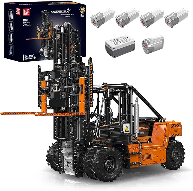 Mould King 17044 Heavy-Duty Forklift Truck Building Block Kit, MOC Construction Machinery Building Block Set, RC Shelf Lifted Truck for Adult, 4579 Pieces