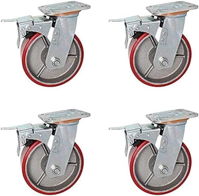 Universal Wheel Swivel Castor 4 Pcs Replacement Wheels 360° Rotation Flexibility Heavy Duty Rollers Bearing 250KG Wear-Resistant Casters with Brakes