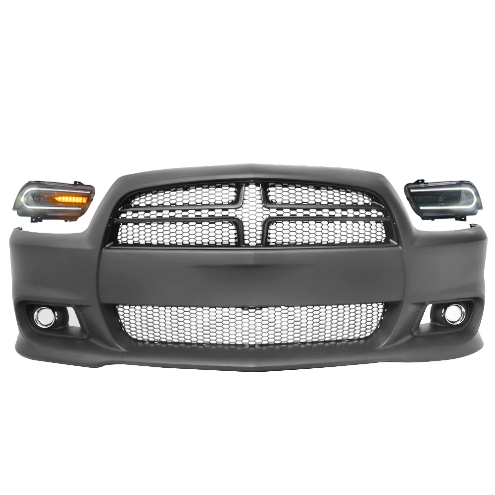 Ikon Motorsports Compatible with 11-14 Dodge Charger SRT8 Style Front Bumper Cover Conversion PP Headlights