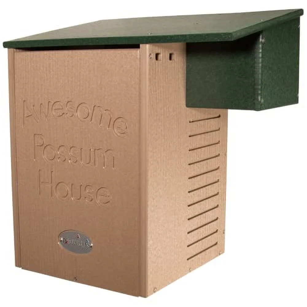 JCs Wildlife Recycled Poly Lumber Awesome Possum House - Outdoor Shelter for Opossums - Eco-Friendly Materials