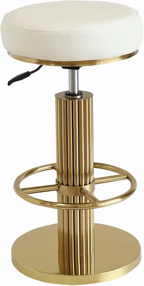 Bar Stools Counter Height Bar Stools Modern Adjustable Swivel Counter Height Chairs Backless Counter Stools with Metal Legs for Kitchen Island Dining Room (White)