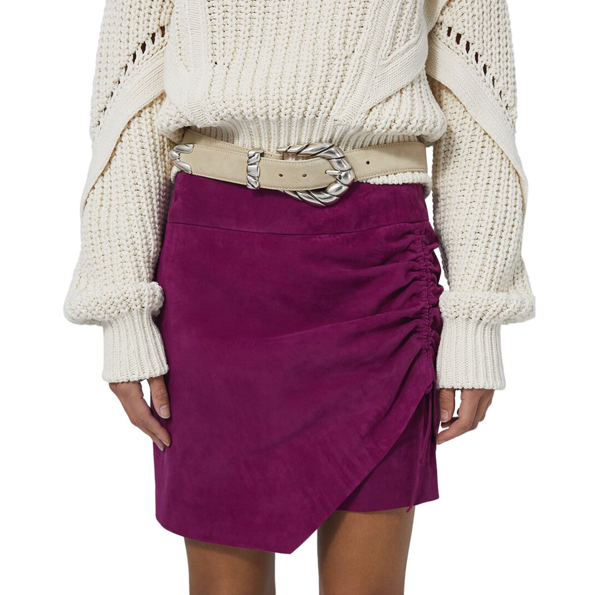 IRO womens  Malawi Leather Mini Skirt, 36, Purple