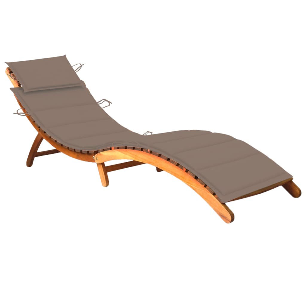 Outdoor Folding Sun Lounger Chair with Cushion - Solid Acacia Wood Frame, Adjustable Backrest, Weather-Resistant - Perfect for Relaxing in the Garden or by the Pool
