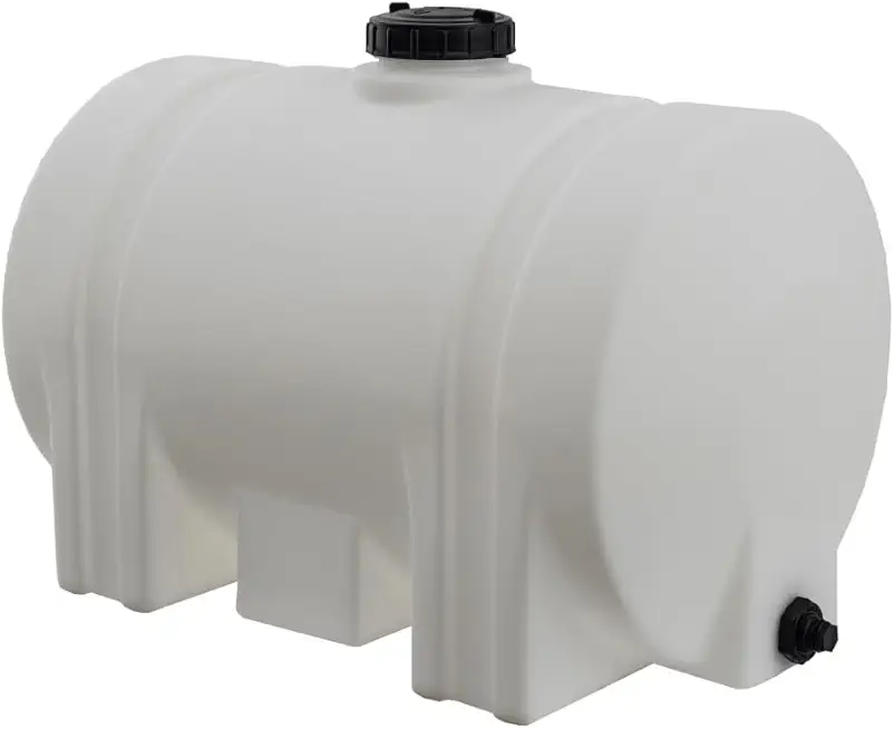 82123939 Horizontal Polyethylene Reservoir Water Tank With Legs, 65 gallon, Made In The USA, Poly Tank For Water and Non-Flammable Liquids, Rust and Corrosion Proof
