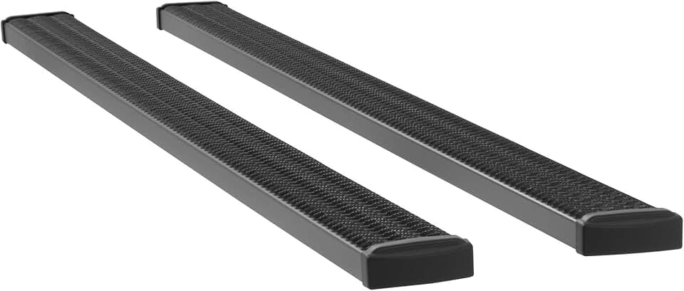 415125-401747 Grip Step Black Aluminum 125-In Wheel to Wheel Running Boards, Select Chevrolet Silverado, GMC Sierra 2500, 3500 HD