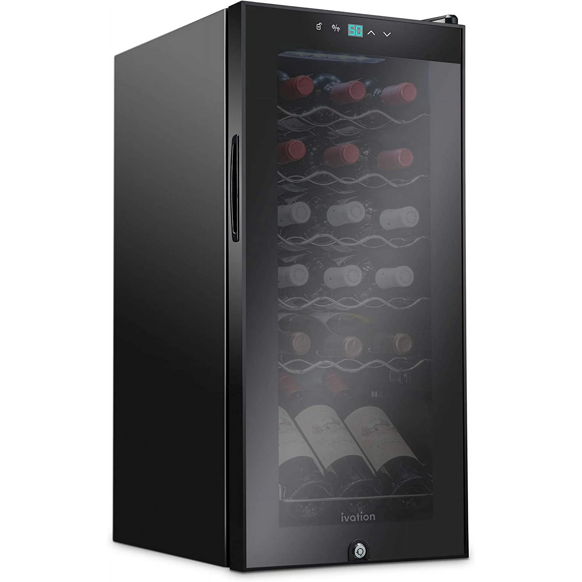 Ivation 18 Bottle Compressor Wine Cooler Refrigerator with Lock, Black