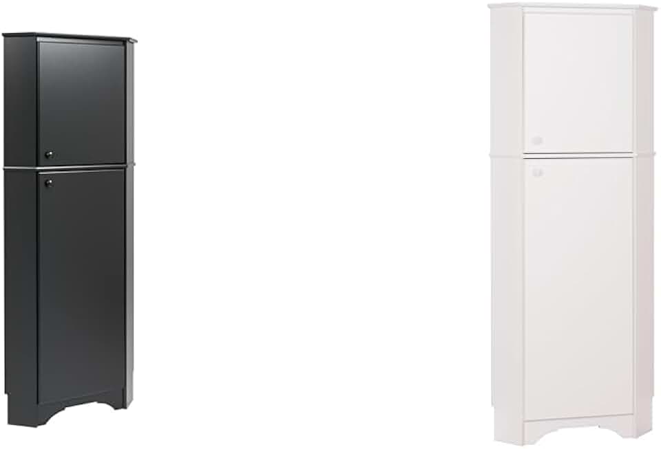 Prepac Elite Functional 2-Door Corner Storage Cabinet with Shelves, Simplistic Tall Corner Shop Cabinet 18.75