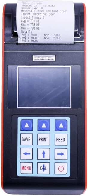 Leeb Hardness Tester Meter Durometer Built in Printer with Standard D Impact Device True Color TFT Screen PC Software for Steel Aluminum Iron Alloy Copper