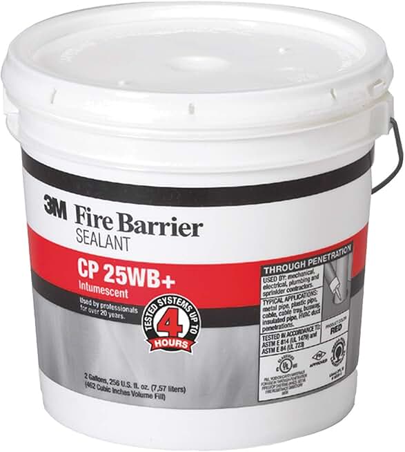 3M Fire Barrier Sealant CP 25WB+ - for Commercial, Industrial and Residential Applications - 2 Gallon Drum (Pail) - Red