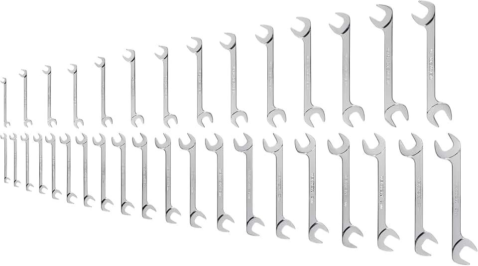 TEKTON Angle Head Open End Wrench Set, 27-Piece (3/8-1 in., 10-27 mm) | WAE90302 | ‎Powder Coated