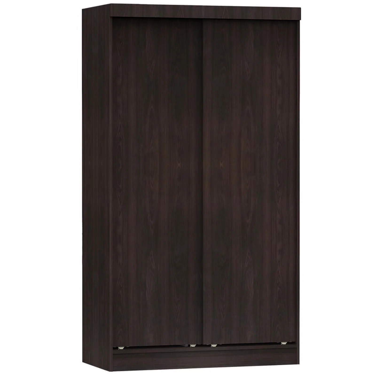 Pemberly Row Modern Modern Wood Double Sliding Door Wardrobe in Tobacco