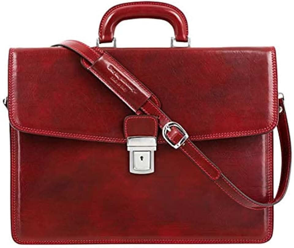 Time Resistance Leather Briefcase - Full Grain Leather Attache - Genuine Leather Laptop Bag - Briefcase for Men and Women