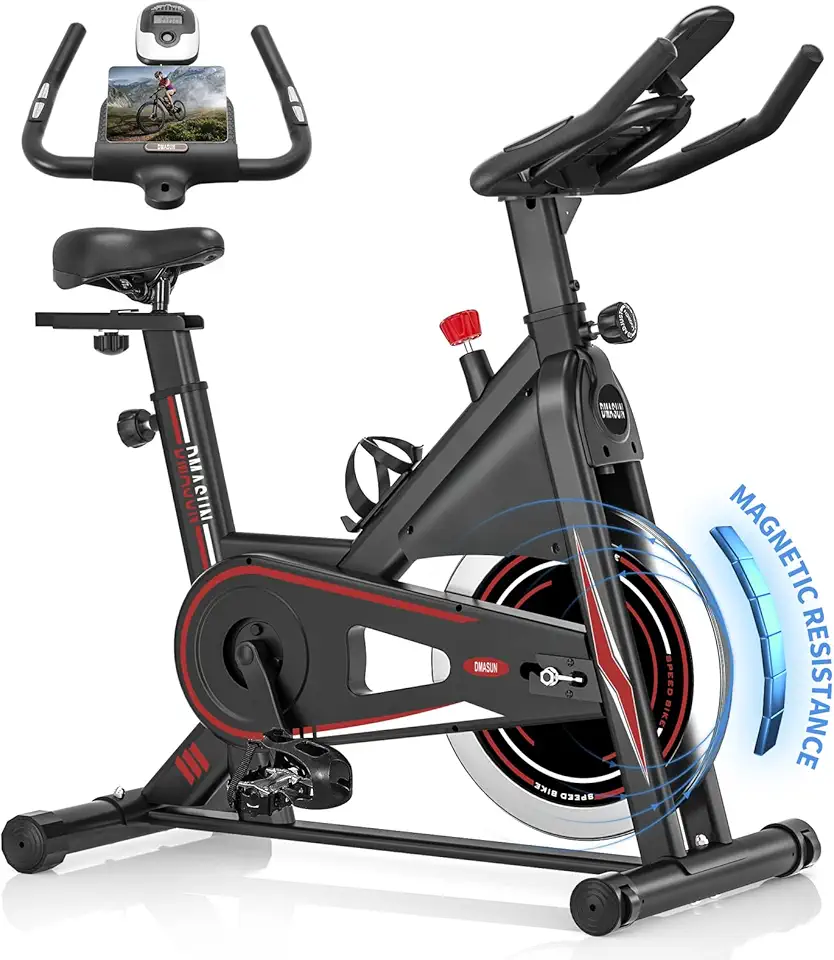 DMASUN Exercise Bike, Indoor Cycling Bike Stationary, Cycle Bike with Comfortable Seat Cushion, Digital Display with Pulse